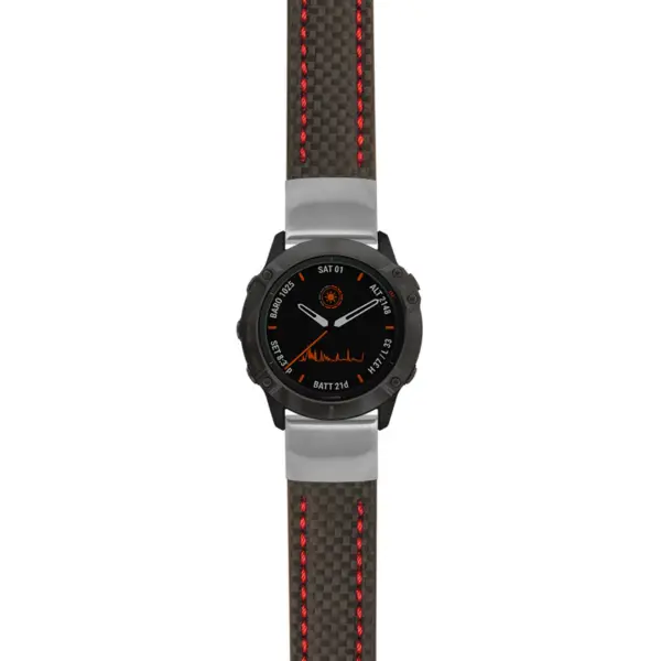 g.f6.st25 Main Black & Red StrapsCo Heavy Duty Carbon Fiber Watch Strap 20mm