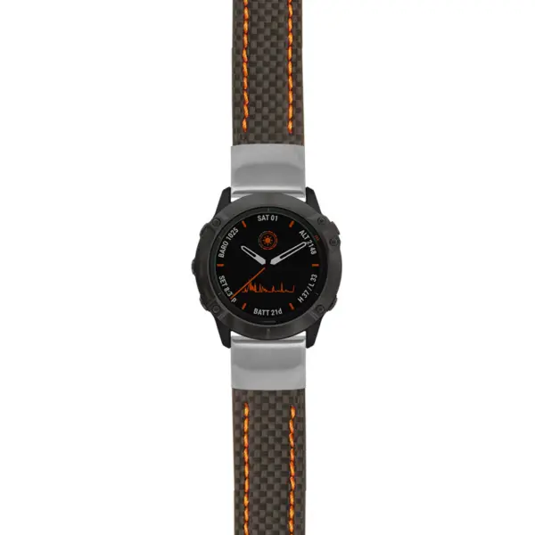 g.f6.st25 Main Black & Orange StrapsCo Heavy Duty Carbon Fiber Watch Strap 20mm