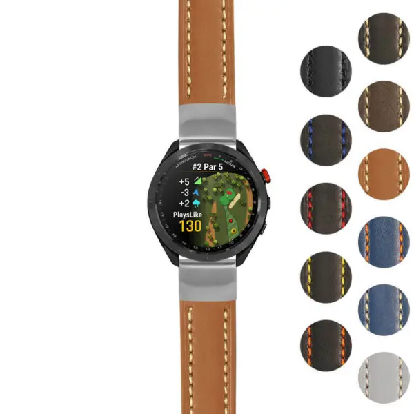 g.aS70.st23 Gallery Tan & White StrapsCo Heavy Duty Mens Leather Watch Band Strap 20mm