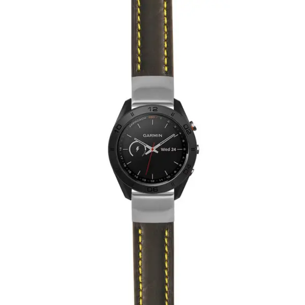 g.as60.st23 Main Black & Yellow StrapsCo Heavy Duty Mens Leather Watch Band Strap 20mm