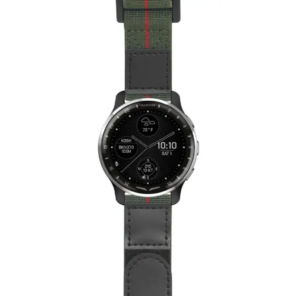 g.dax10.nt13 Main Green & Red StrapsCo Hook and Loop Explorer Watch Band Strap Nylon Velcro NATO 20mm