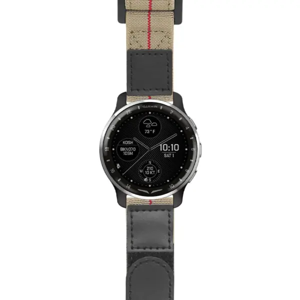 g.dax10.nt13 Main Khaki & Red StrapsCo Hook and Loop Explorer Watch Band Strap Nylon Velcro NATO 20mm
