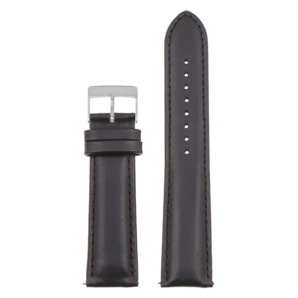 st18.1.1.bs Up Black Brushed Silver Buckle Padded Smooth Leather Watch Band Strap