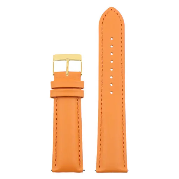 st18.12.12.yg Up Orange Yellow Gold Buckle Padded Smooth Leather Watch Band Strap