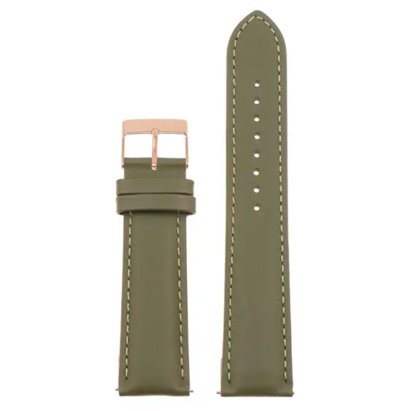 st18.11.11.rg Up Green Rose Gold Buckle Padded Smooth Leather Watch Band Strap