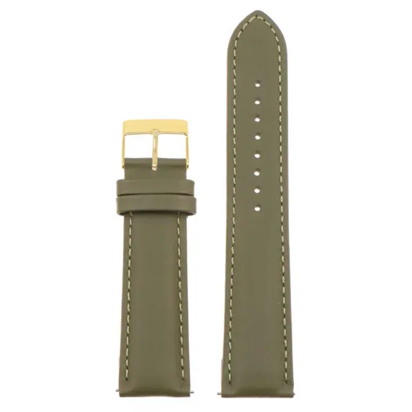 st18.11.11.yg Up Green Yellow Gold Buckle Padded Smooth Leather Watch Band Strap