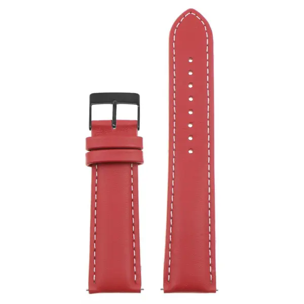 st18.6.22.mb Up Red White Black Buckle Padded Smooth Leather Watch Band Strap