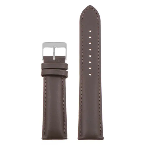 st18.2.2.bs Up Brown Brushed Silver Buckle Padded Smooth Leather Watch Band Strap