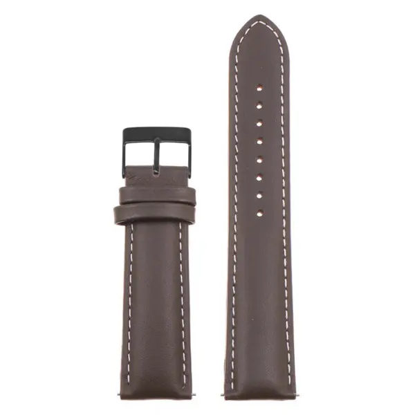 st18.2.22.mb Up Brown White Black Buckle Padded Smooth Leather Watch Band Strap