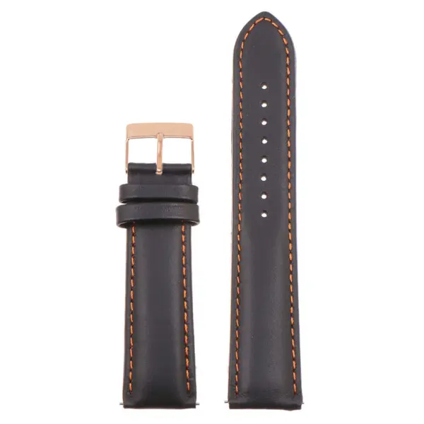 st18.1.12.rg Up Black Orange Rose Gold Buckle Padded Smooth Leather Watch Band Strap