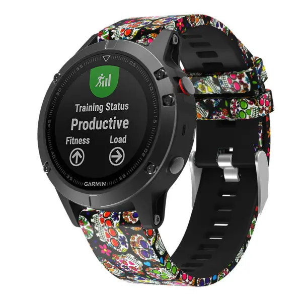 G.r30.e Main Candy Skull StrapsCo QuickFit 22 Silicone Rubber Watch Band Strap For Garmin Fenix 5 & Forerunner 935 & Instinct