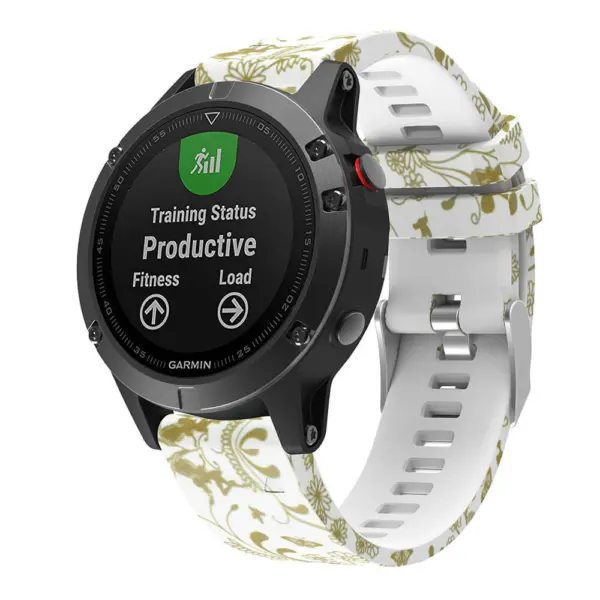 G.r30.f Main White & Gold Fairies StrapsCo QuickFit 22 Silicone Rubber Watch Band Strap For Garmin Fenix 5 & Forerunner 935 & Instinct