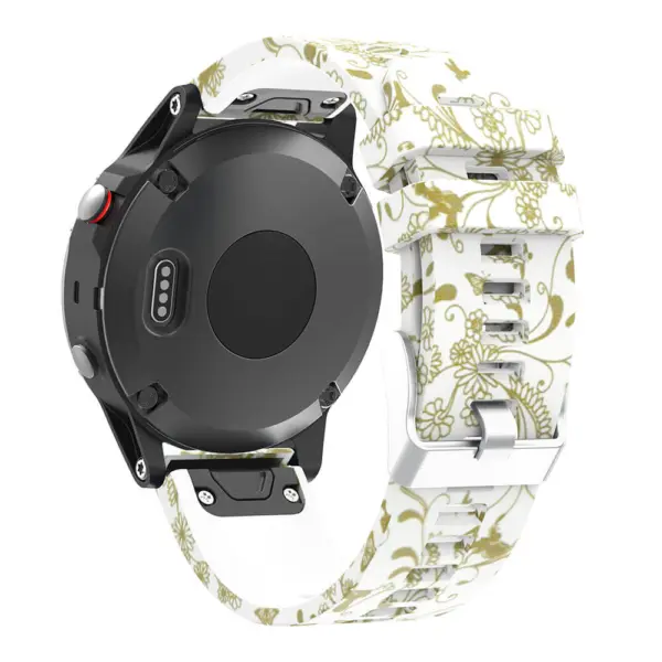 G.r30.f Back White & Gold Fairies StrapsCo QuickFit 22 Silicone Rubber Watch Band Strap For Garmin Fenix 5 & Forerunner 935 & Instinct