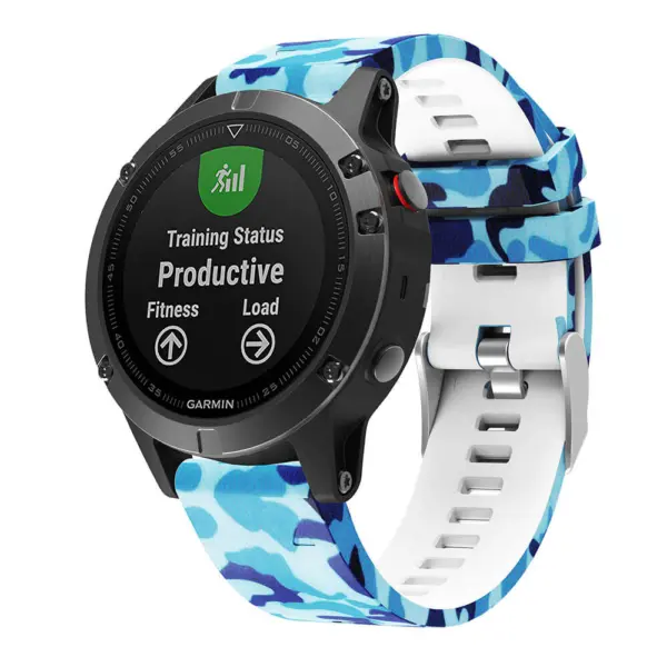 G.r30.h Main Blue Camo StrapsCo QuickFit 22 Silicone Rubber Watch Band Strap For Garmin Fenix 5 & Forerunner 935 & Instinct