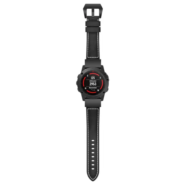 G.l6.1 Up Black StrapsCo QuickFit 22 Leather Watch Band Strap For Garmin Fenix 5