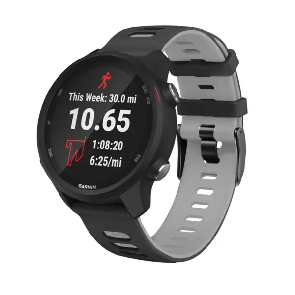 g.r58.1.7.20 Main Black Grey StrapsCo Silicone Band for Garmin Forerunner 245 645 Vivoactive 3 Vivomove