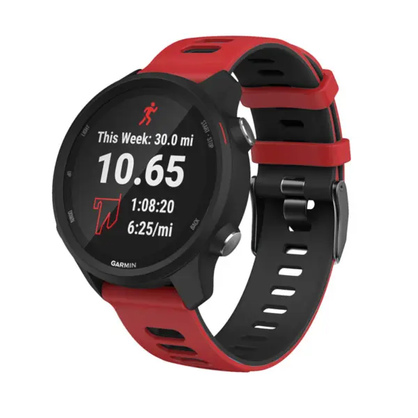 g.r58.6.1.20 Main Red Black StrapsCo Silicone Band for Garmin Forerunner 245 645 Vivoactive 3 Vivomove
