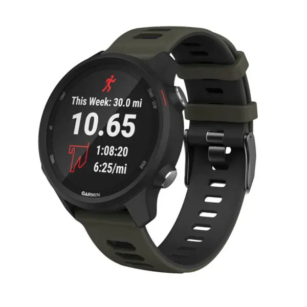 g.r58.11.1.20 Main Army Green Black StrapsCo Silicone Band for Garmin Forerunner 245 645 Vivoactive 3 Vivomove