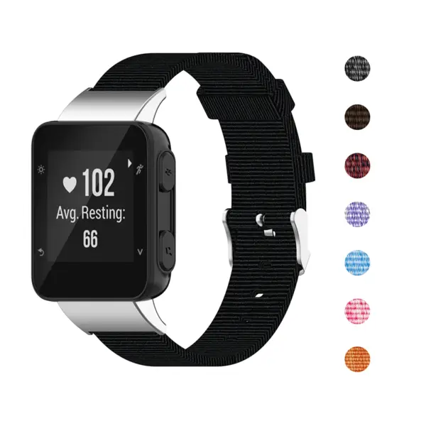 g.ny4 Gallery Black StrapsCo Canvas Strap for Garmin Forerunner 30 35 35J