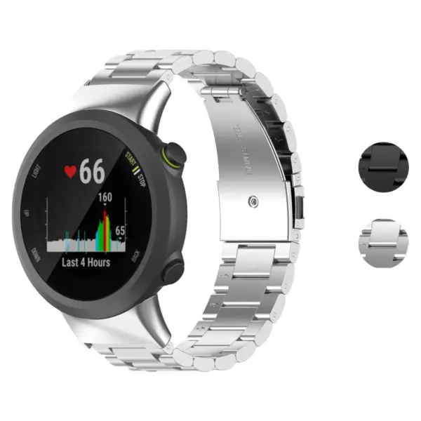 g.m23 Gallery Silver StrapsCo Metal Link Bracelet for Garmin Forerunner 45 45S Stainless Steel Strap