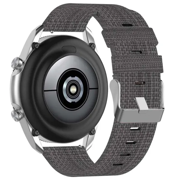 s.ny6 .7a Back Grey StrapsCo Canvas Strap w Polished Silver Buckle for Samsung Galaxy Watch Active 20mm 22mm