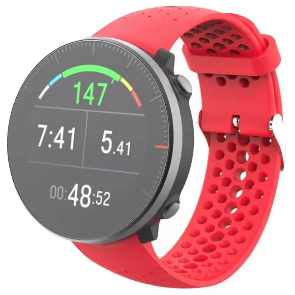 P.r7.6 Main Red StrapsCo Perforated Rubber Watch Band Strap For Polar Vantage M Grit X Updated