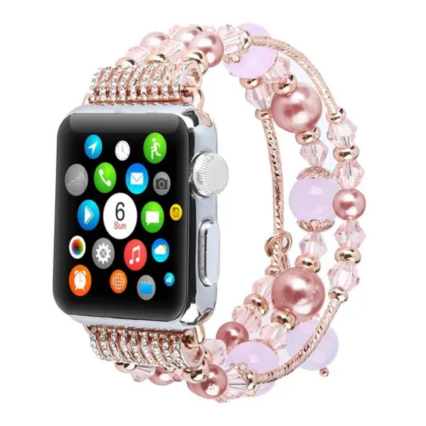 a.m41.rg .18 Main Rose Gold Purple StrapsCo Crystal Bead Bracelet Band Strap w Rhinestones for Apple Watch 38mm 40mm