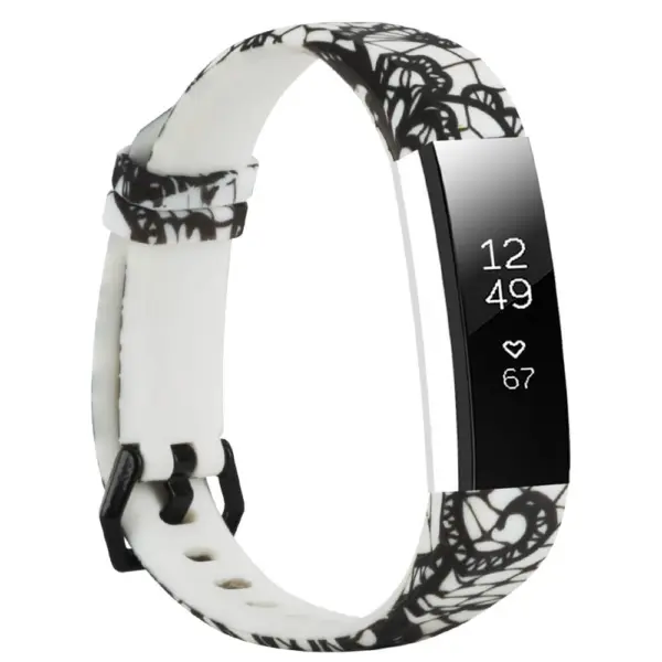 Fb.r55.a Main Flower Web StrapsCo Patterned Silicone Rubber Watch Band Strap For Fitbit Alta & Alta HR