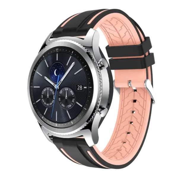 S.r8.1.13 Main Black & Pink StrapsCo Silicone Rubber Watch Strap With Quick Release Compatible With Samsung Galaxy Watch Gear S3 Classic Frontier Gear Live