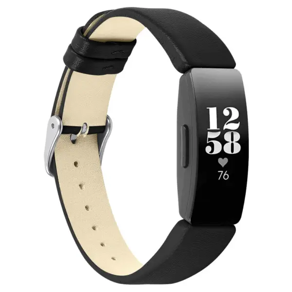 Fb.l32.1 Main Black StrapsCo Smooth Leather Watch Band Strap For Fitbit Inspire & Inspire HR