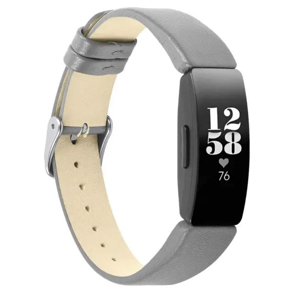 Fb.l32.7 Main Grey StrapsCo Smooth Leather Watch Band Strap For Fitbit Inspire & Inspire HR