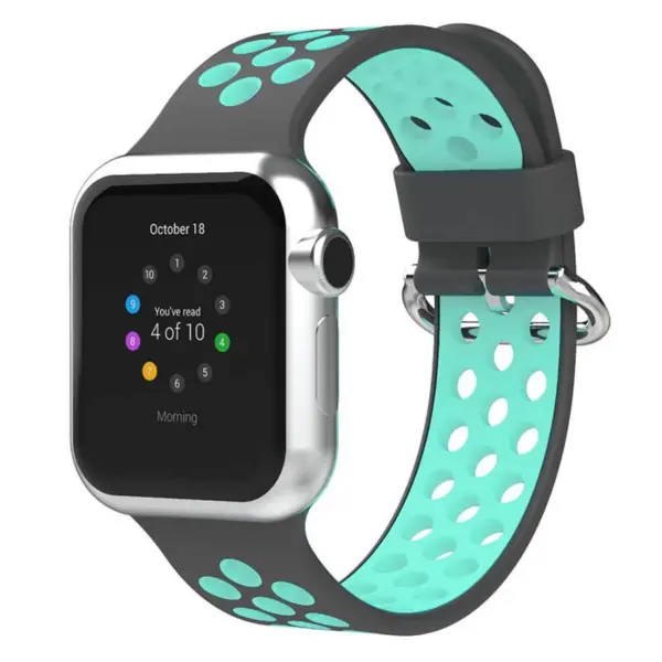 A.r2.7.11 Main Grey & Teal StrapsCo Silicone Perforated Rubber Watch Band Strap For Apple Watch Series 12345