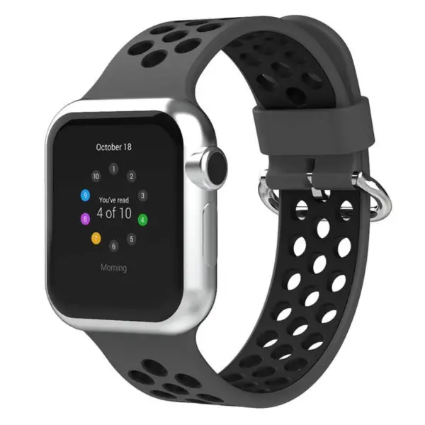 A.r2.7.1 Main Grey & Black StrapsCo Silicone Perforated Rubber Watch Band Strap For Apple Watch Series 12345