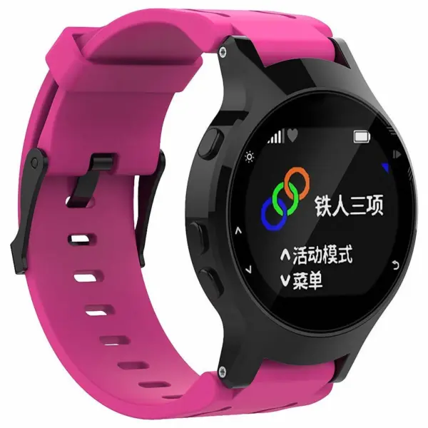 G.r14.13 Silicone Strap For Garmin Forerunner 225 W Black Buckle In Pink