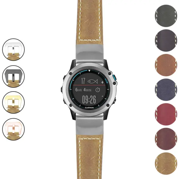 g.qtx3.p560a Gallery Beige StrapsCo DASSARI Salvage Thick Padded Distressed Italian Leather Watch Band Strap with Silver Buckle