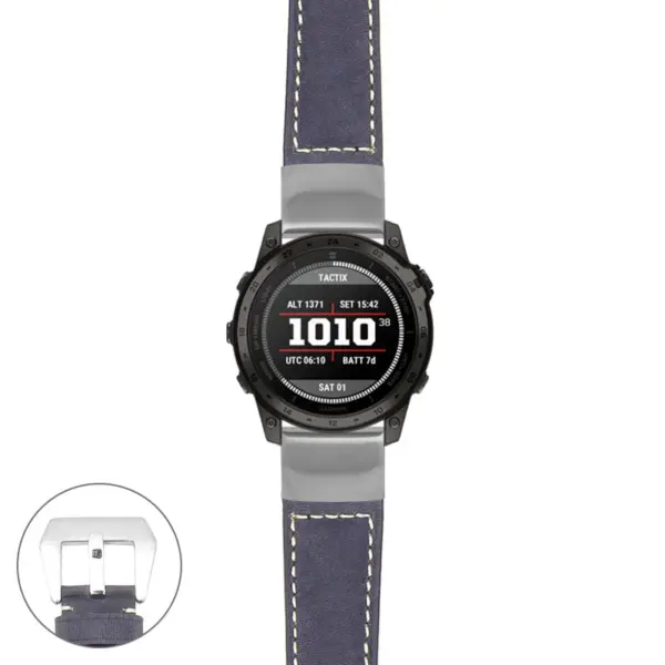 g.t7.p560a Main Blue StrapsCo DASSARI Salvage Thick Padded Distressed Italian Leather Watch Band Strap with Silver Buckle