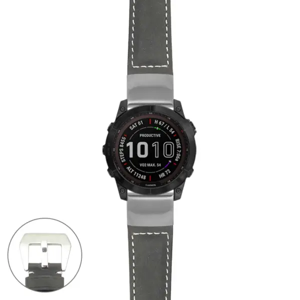 g.f7x.p560a Main Black StrapsCo DASSARI Salvage Thick Padded Distressed Italian Leather Watch Band Strap with Silver Buckle