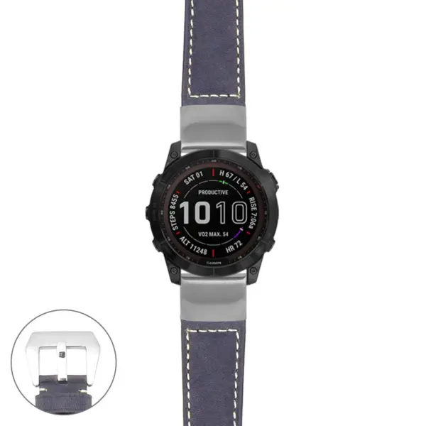 g.f7x.p560a Main Blue StrapsCo DASSARI Salvage Thick Padded Distressed Italian Leather Watch Band Strap with Silver Buckle