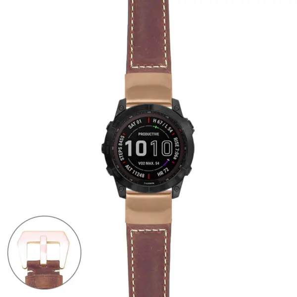 g.f7x.p560a Main Rust StrapsCo DASSARI Salvage Thick Padded Distressed Italian Leather Watch Band Strap with Rose Gold Buckle