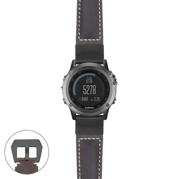 g.f3.p560a Main Dark Brown StrapsCo DASSARI Salvage Thick Padded Distressed Italian Leather Watch Band Strap with Matte Black Buckle