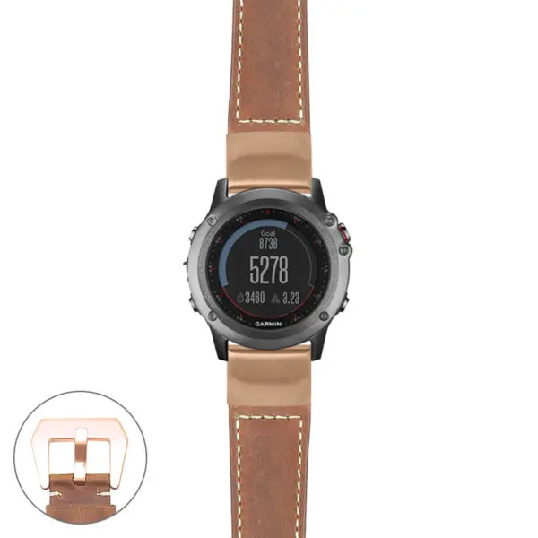 g.f3.p560a Main Tan StrapsCo DASSARI Salvage Thick Padded Distressed Italian Leather Watch Band Strap with Rose Gold Buckle