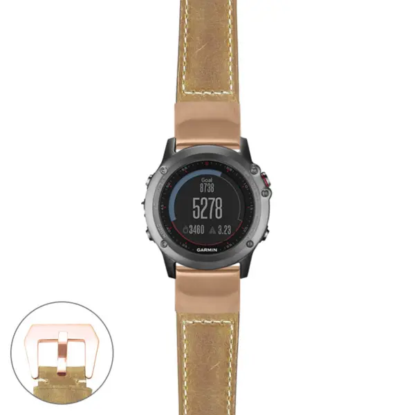 g.f3.p560a Main Beige StrapsCo DASSARI Salvage Thick Padded Distressed Italian Leather Watch Band Strap with Rose Gold Buckle