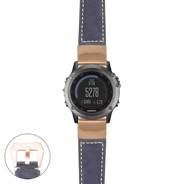 g.f3.p560a Main Blue StrapsCo DASSARI Salvage Thick Padded Distressed Italian Leather Watch Band Strap with Rose Gold Buckle