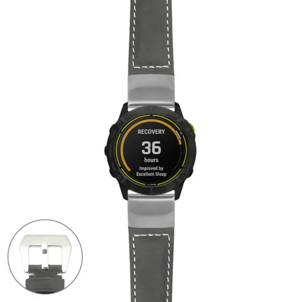 g.ed.p560a Main Black StrapsCo DASSARI Salvage Thick Padded Distressed Italian Leather Watch Band Strap with Silver Buckle