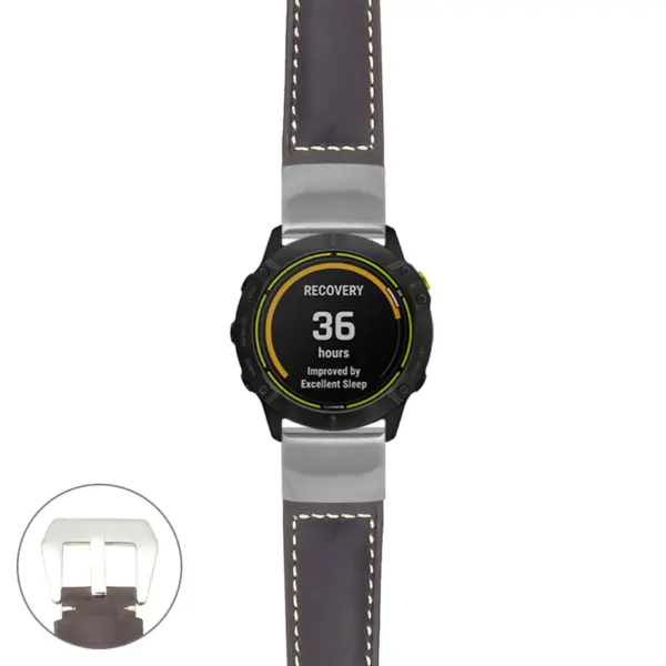 g.ed.p560a Main Dark Brown StrapsCo DASSARI Salvage Thick Padded Distressed Italian Leather Watch Band Strap with Silver Buckle