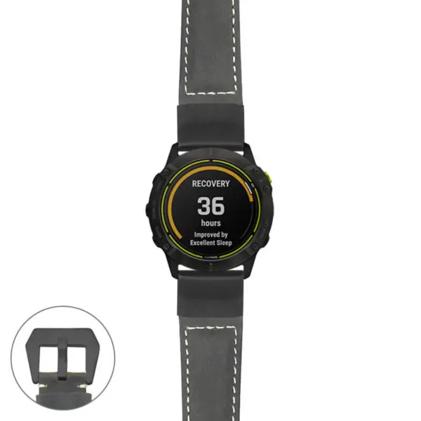 g.ed.p560a Main Black StrapsCo DASSARI Salvage Thick Padded Distressed Italian Leather Watch Band Strap with Matte Black Buckle