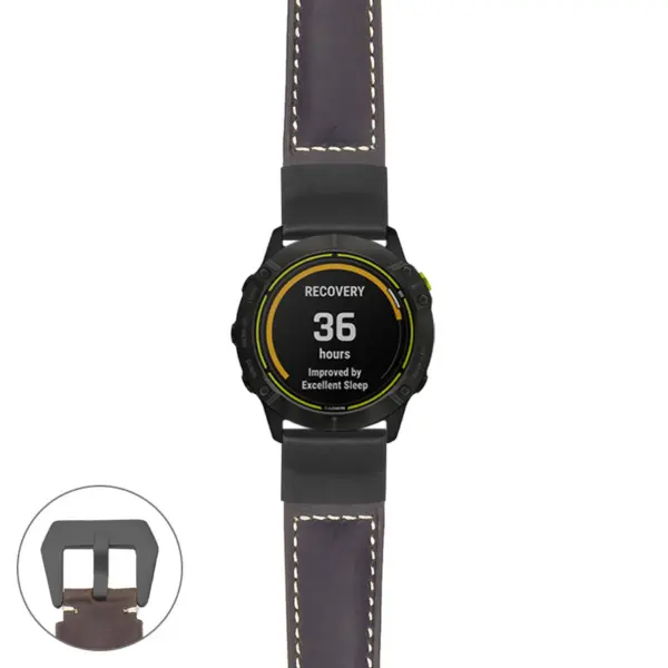 g.ed.p560a Main Dark Brown StrapsCo DASSARI Salvage Thick Padded Distressed Italian Leather Watch Band Strap with Matte Black Buckle