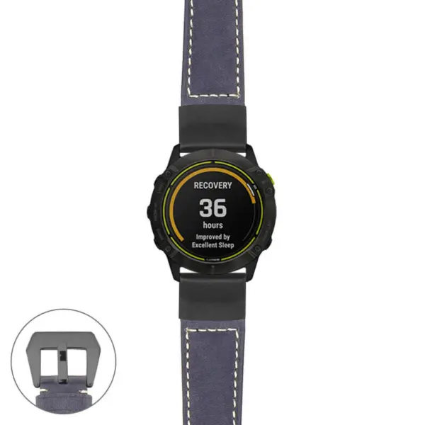 g.ed.p560a Main Blue StrapsCo DASSARI Salvage Thick Padded Distressed Italian Leather Watch Band Strap with Matte Black Buckle