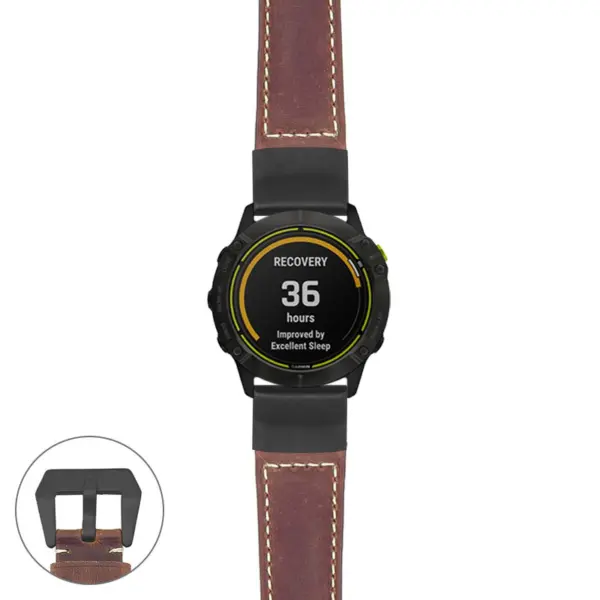 g.ed.p560a Main Rust StrapsCo DASSARI Salvage Thick Padded Distressed Italian Leather Watch Band Strap with Matte Black Buckle