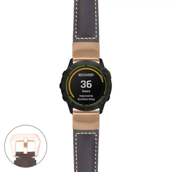 g.ed.p560a Main Dark Brown StrapsCo DASSARI Salvage Thick Padded Distressed Italian Leather Watch Band Strap with Rose Gold Buckle